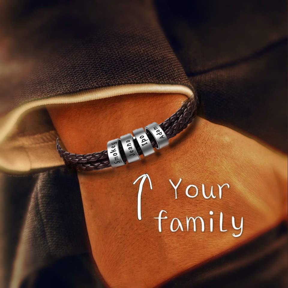 Men's Personalized Custom Braids Bracelet with Small Beads