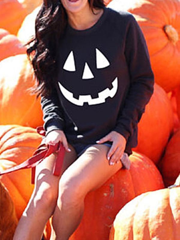 Halloween Pumpkin Printed Casual Sweatshirt