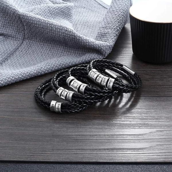 Men Bracelet with Small Custom Beads in Silver