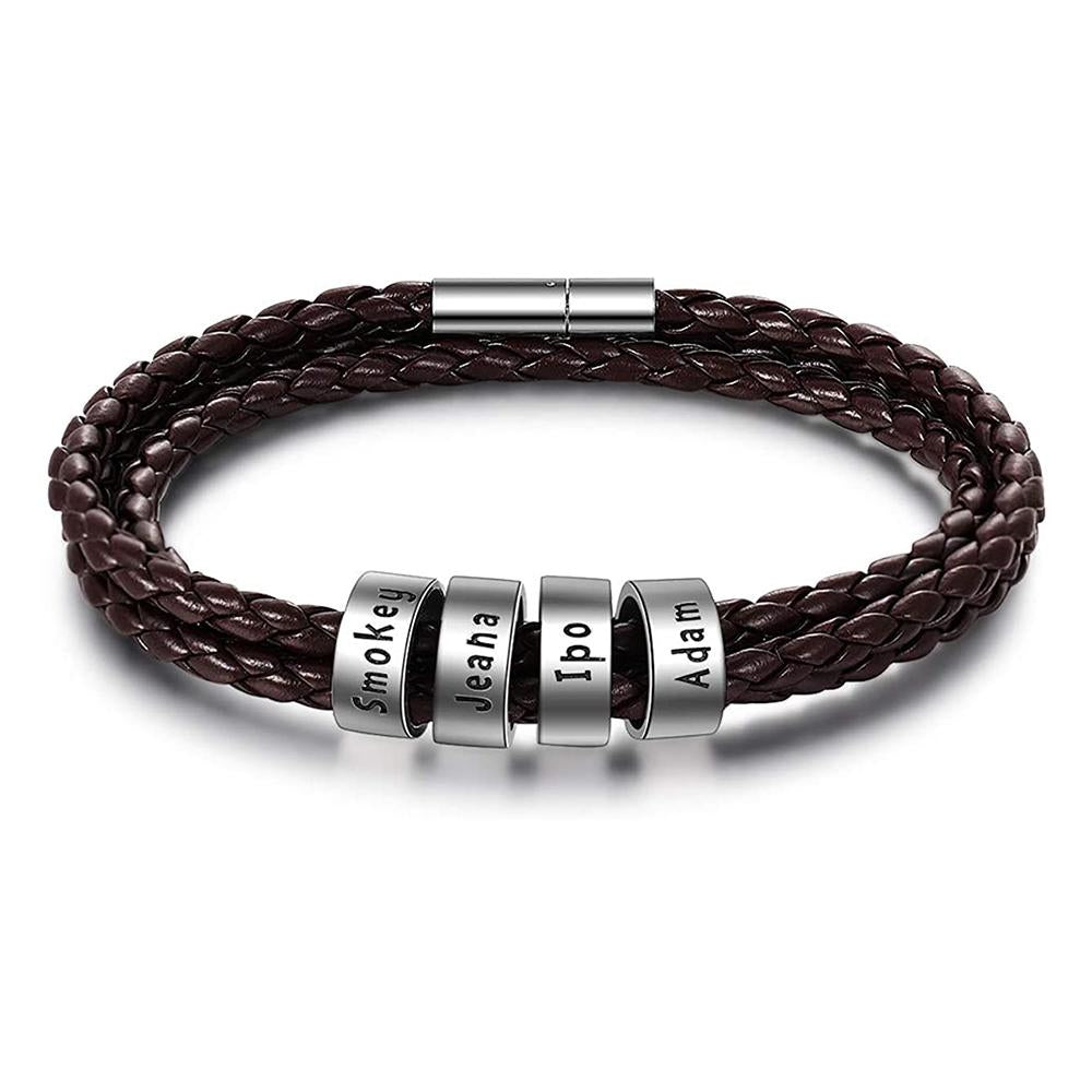 Men's Personalized Custom Braids Bracelet with Small Beads