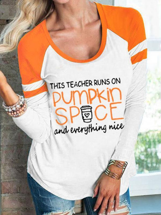Halloween This Teacher Runs On Pumpkin Spice Baseball T-Shirt